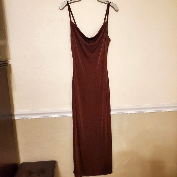 Side Cowl Maxi Dress - Chocolate